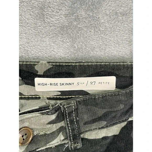 Pilcro By Anthropologie Corduroy Pants Womens 27 Petite Green Camo Skinny High - Picture 7 of 11